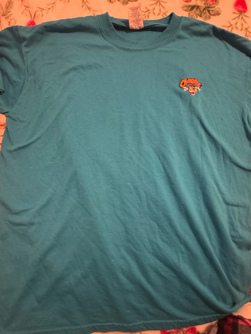 Vintage Frito-Lay Teal Short-Sleeve Crewneck Tee with Small Cheeto Logo